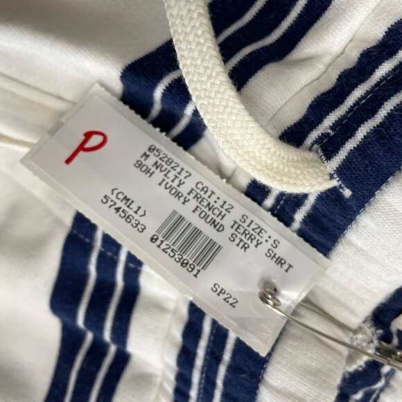 NEW Lands' End Men's Size S French Terry Sweat Shorts Navy/Ivory Stripe - Picture 4 of 5